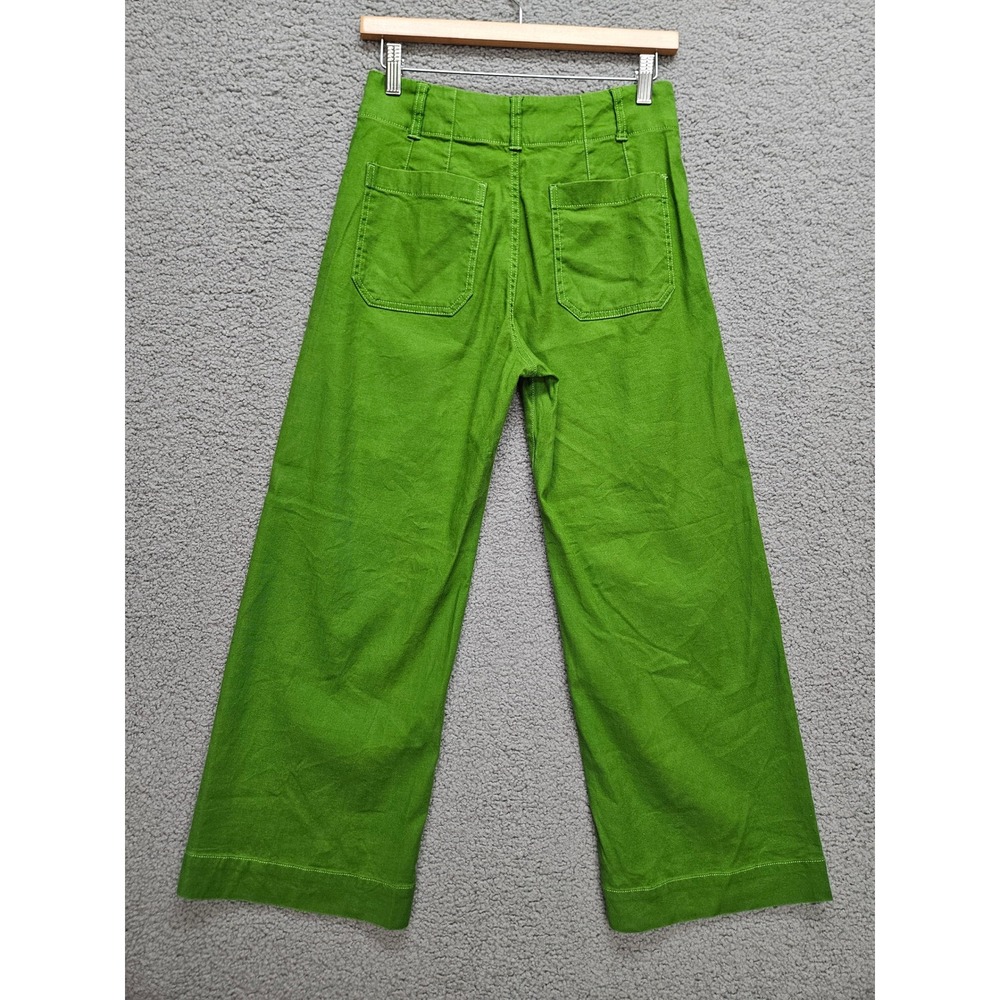 Maeve Anthropologie The Colette Pants 26 Green Wide Leg High Rise Linen Blend